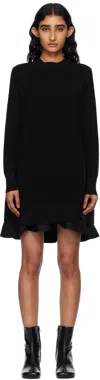 Sacai Black Suiting Mix Knit Minidress In Black