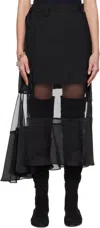 Sacai Black Suiting Mix Maxi Skirt In 001 Black