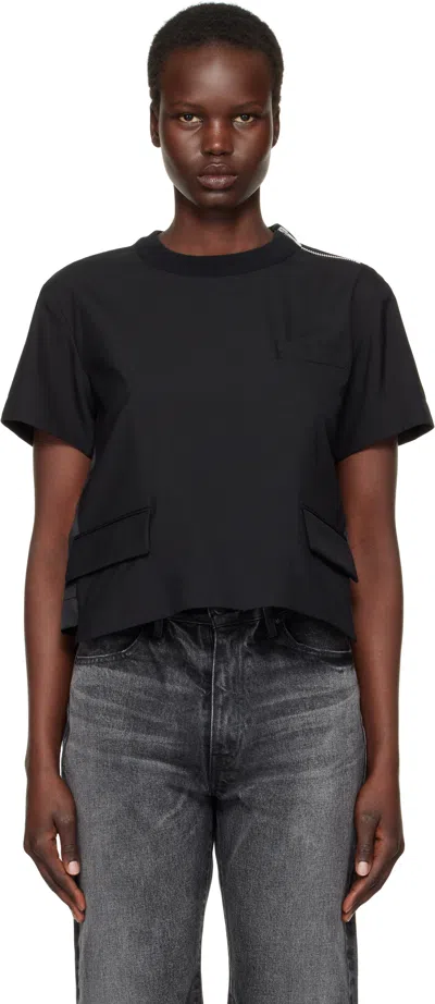 Sacai Black Suiting Pullover T-shirt In 001 Black