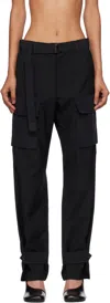 Sacai Belted Straight-leg Ankle Cargo Trousers In Black