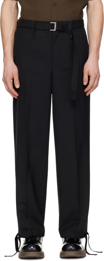 Sacai Wool Blend Casual Pants In Black