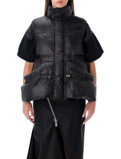 Sacai Black Technical Fabric Padded Vest With High Collar