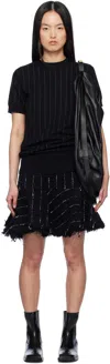 Sacai Black Tweed & Knit Minidress In 001 Black