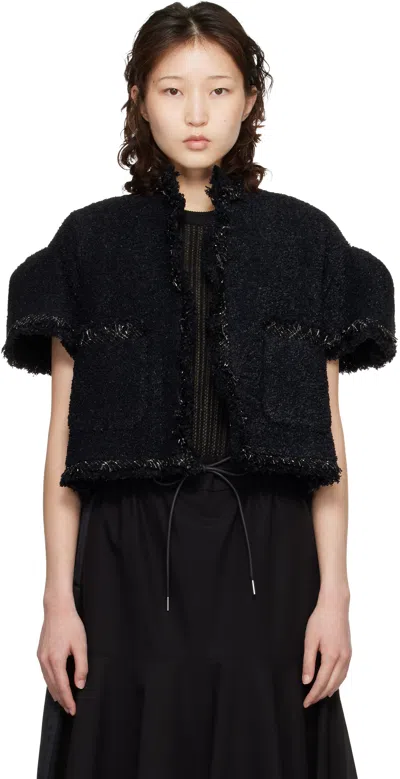 Sacai Fringed Jacket In Black