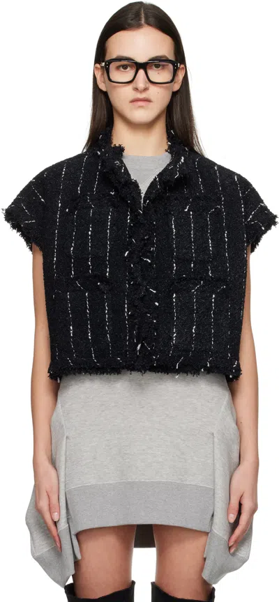 Sacai Tweed Poncho Top In 001 Black