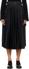 Sacai Black Twill Midi Skirt In 001 Black