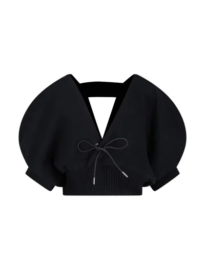 Sacai Black V-neck Cotton Blend Cardigan