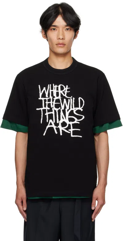 Sacai Black 'where The Wild Things Are' T-shirt