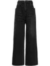 Sacai Wide-leg Belted Jeans In Black