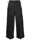 Sacai Cropped-leg Tweed Trousers In Black