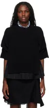 Sacai Black Windowpane Knit Pullover Sweater In 001 Black