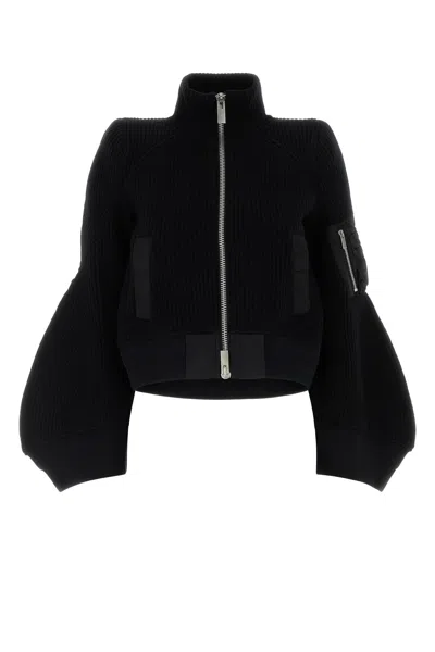Sacai Black Wool Cardigan