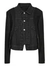 Sacai Stitched Denim Coat In Black