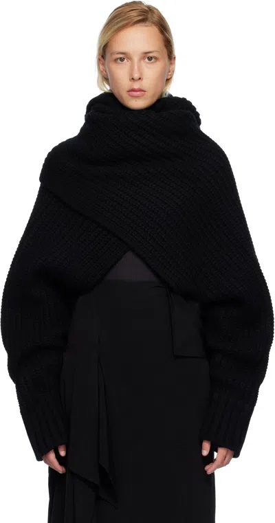Sacai ブラック ウールニット プルオーバー タートルネック In Black