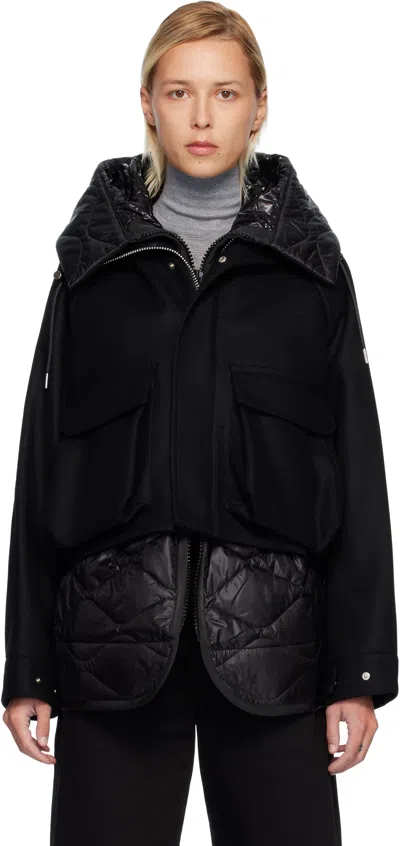 Sacai Sleek Nylon And Wool Jacket For Women In Black