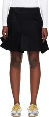 Sacai Black Wool Melton Miniskirt In Black