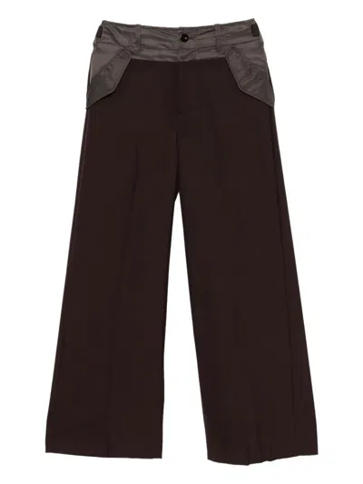 Sacai Black Wool Mix Pants In Brown
