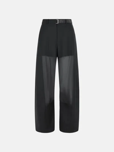 Sacai Panelled Belted Trousers In Black