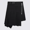 Sacai Pleated Pinstripe Wool Mini In Black