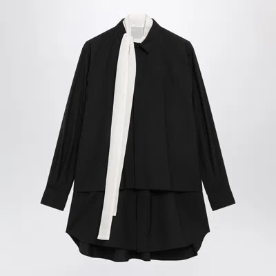 Sacai Black Wool-blend Mini Shirt Dress