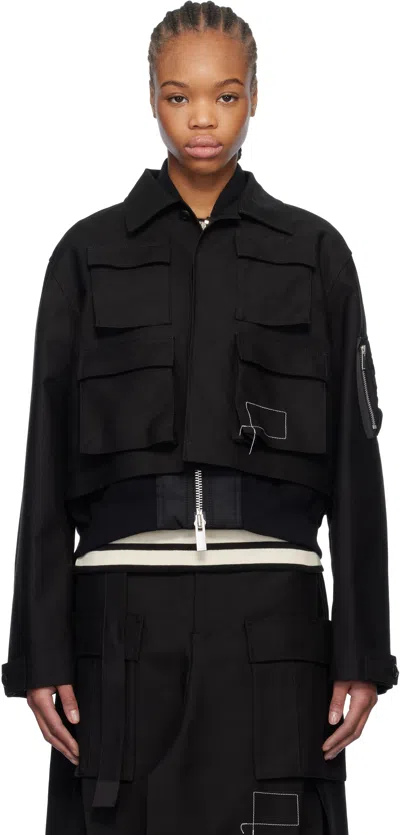 Sacai Black Wtaps Edition Cotton Back Satin & Nylon Twill Jacket In 001 Black