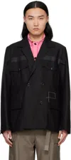 Sacai Black Wtaps Edition Cotton Back Satin Blazer In 001 Black