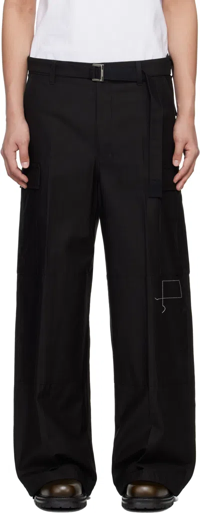 Sacai Black Wtaps Edition Cotton Back Satin Cargo Pants In 001 Black