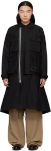 Sacai Black Wtaps Edition Cotton Back Satin Coat In 001 Black