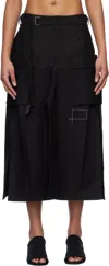 Sacai Black Wtaps Edition Cotton Back Satin Midi Skirt In 001 Black