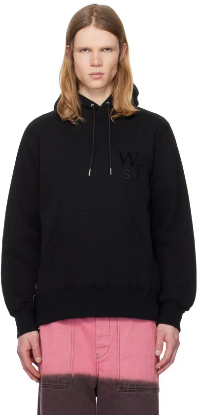 Sacai Black Wtaps Edition Flock Print Hoodie In 001 Black