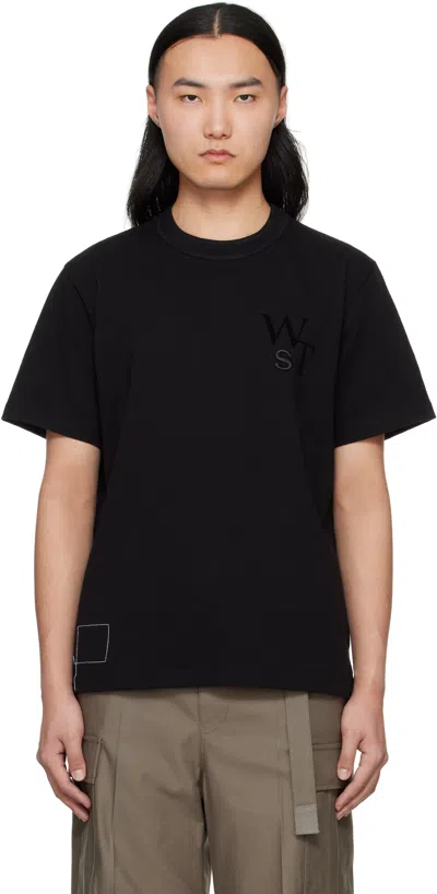 Sacai Black Wtaps Edition Flock Print T-shirt In 001 Black