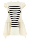 Sacai Blackwhite Cotton Silk Dress In Blackwhite