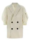 Sacai Balzer Double-breasted Wool And Silk Jackets White In White