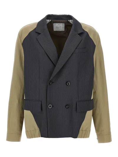 Sacai Doeskin Mix Jacket In Multicolour