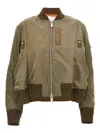 Sacai Nylon Bomber Jacket Front Pockets In Green