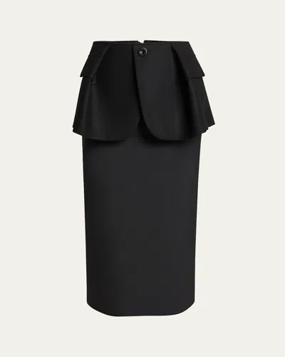 Sacai Blazer Peplum Detail Midi Skirt In Black