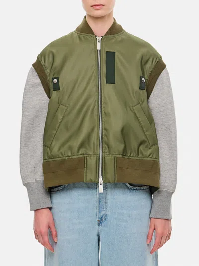 Sacai Box-pleat Detail Vest In Green
