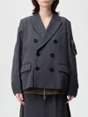 Sacai Wool And Twill Double-breasted Blazer In Multi