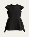 Sacai Short Sleeve Mixed Media Blazer Dress In Black