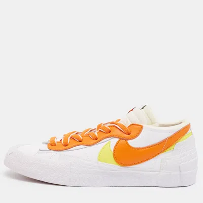 Pre-owned Sacai Blazer White Magma Orange Size 42.5 Multicolor Leather Low Top Sneakers