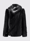 Sacai Leather Jacket With Adjustable Side Straps In Black