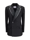 Sacai Double-breasted Blazer With Double Revers In Black