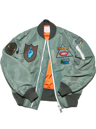Sacai Blouson Bomber Jacket In Green