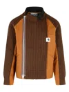 Sacai Men S Carhartt Wip Washed Duck X Wool Knit Blouson In Brown