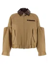 Sacai Blouson Jacket With Nappa Leather Details And Striped Cupro Lining In Brown