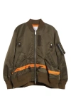Sacai Stripe-detail Zip-up Bomber Jacket In Brown
