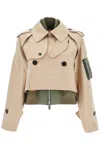 Sacai Layered Shell-trimmed Cotton-blend Gabardine And Knitted Jacket In Beige