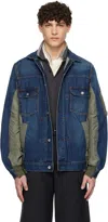 Sacai Blue & Khaki Nylon Twill Denim Jacket In 401 Blue