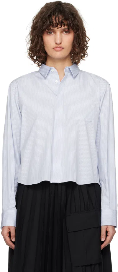 Sacai Blue & White Poplin Shirt In 458 L/blue Stripe