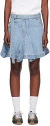 Sacai Blue Asymmetrical Denim Miniskirt In Blue